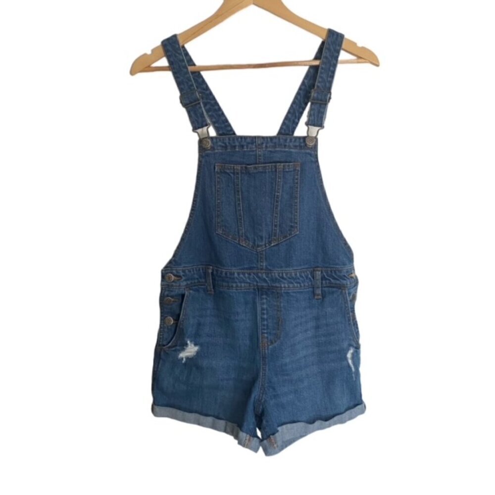 Old Navy Distressed Jean Shortalls Small